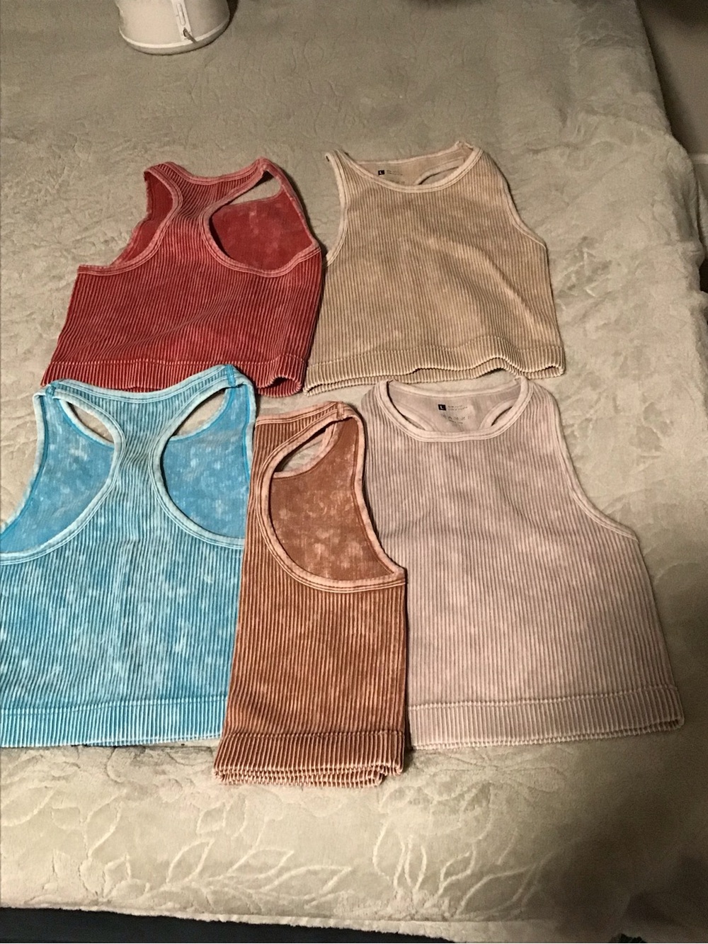Five Ribbed Velvet Tank Tops - Multicolor Set - Picture 2 of 4